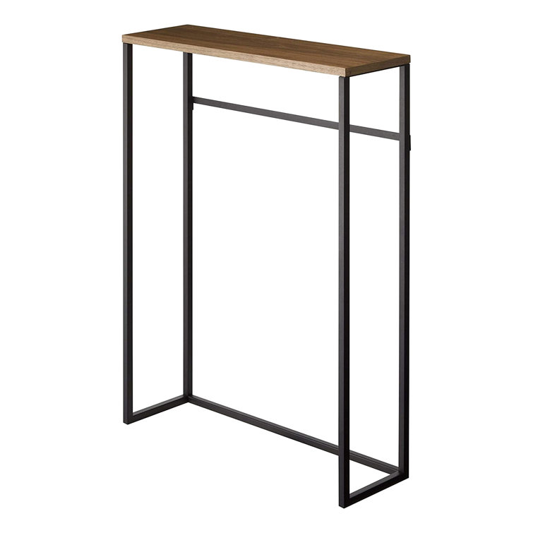 Midwood Steel & Medium Wood Slim Console Table with Storage - Black Finish