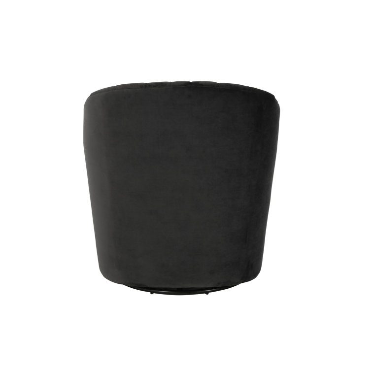 Handcrafted Gray Polyester Swivel Barrel Chair with Solid Wood Frame