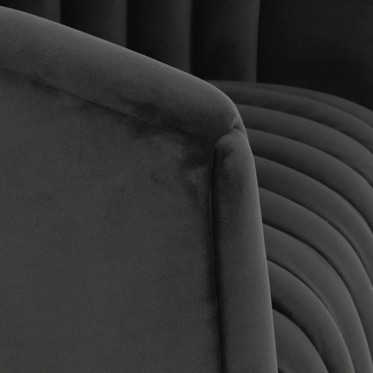 Handcrafted Gray Polyester Swivel Barrel Chair with Solid Wood Frame