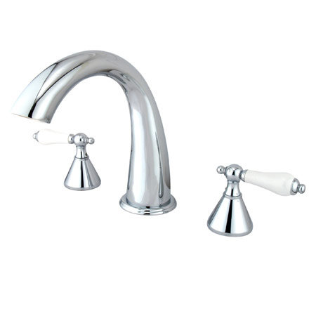 Chrome Dual Handle High-Arc Deck-Mount Roman Tub Faucet