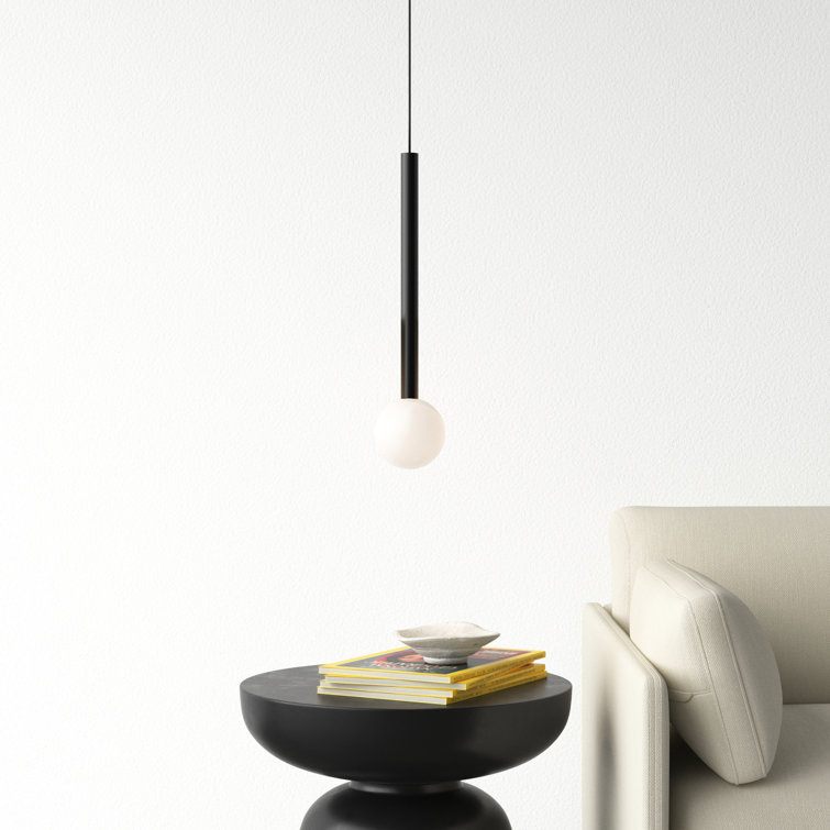 Black Aluminum Single Light LED Globe Pendant