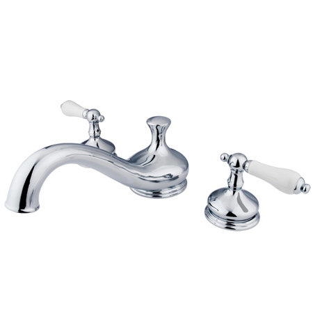 Polished Chrome Double Handle Deck Mounted Roman Tub Faucet
