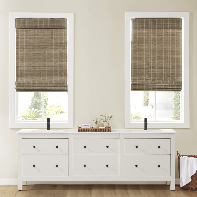 Natural Ash Bamboo Cordless Roman Shade 35" x 64"