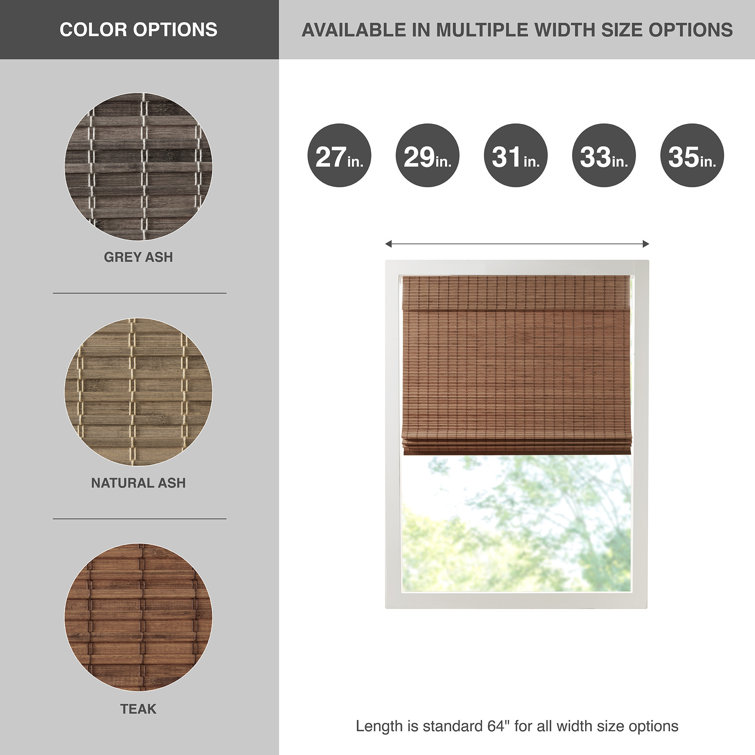 Teak Brown Cordless Bamboo Light Filtering Roman Shade