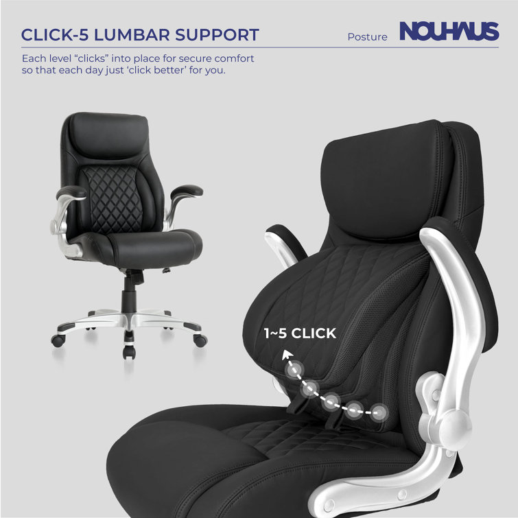 Flat Black Faux Leather Ergonomic Executive Office Chair