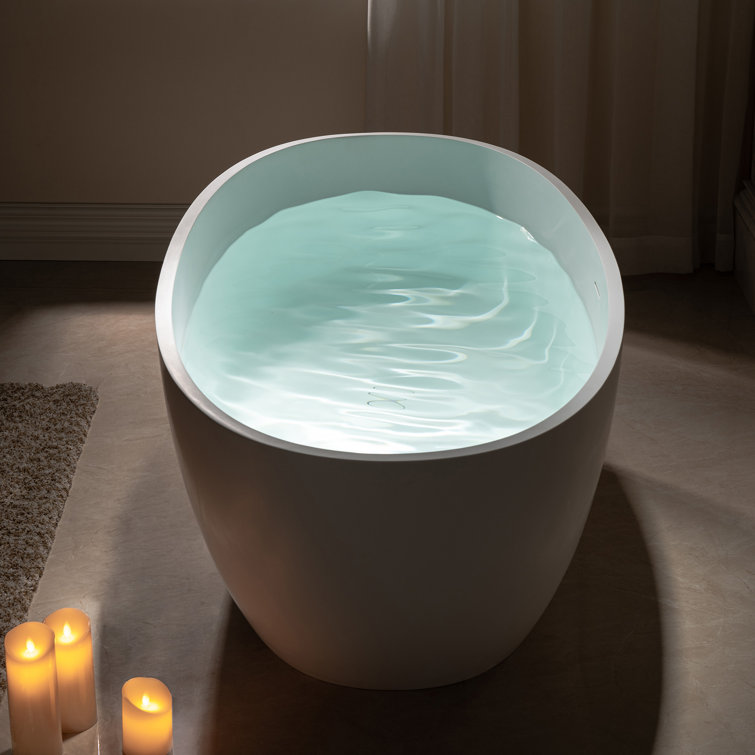 67" Matte White Acrylic Freestanding Oval Bathtub