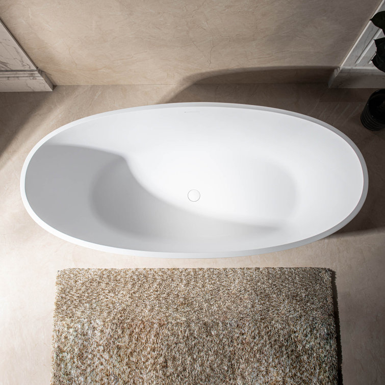 67" Matte White Acrylic Freestanding Oval Bathtub