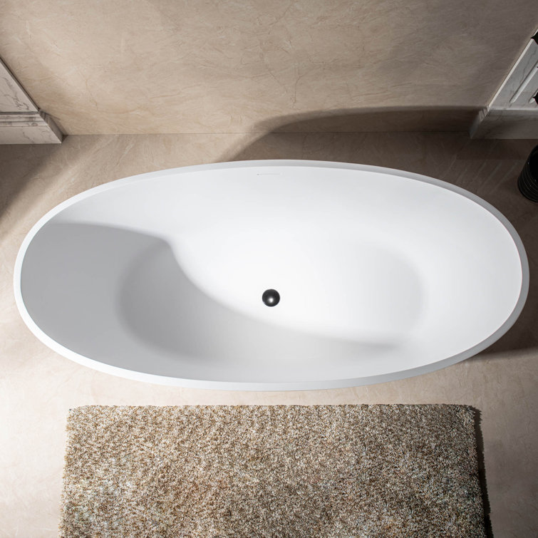 67" Matte White Acrylic Freestanding Oval Bathtub