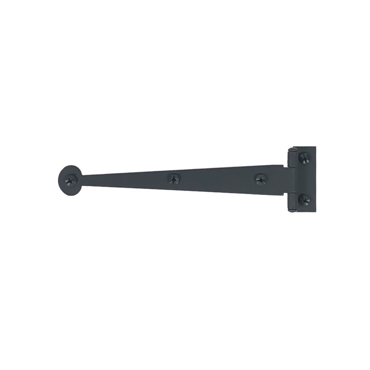 6" Black Iron Bean Style Cabinet Strap Hinge Pair
