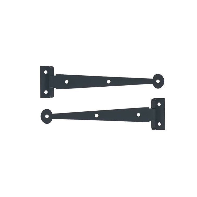 6" Black Iron Bean Style Cabinet Strap Hinge Pair