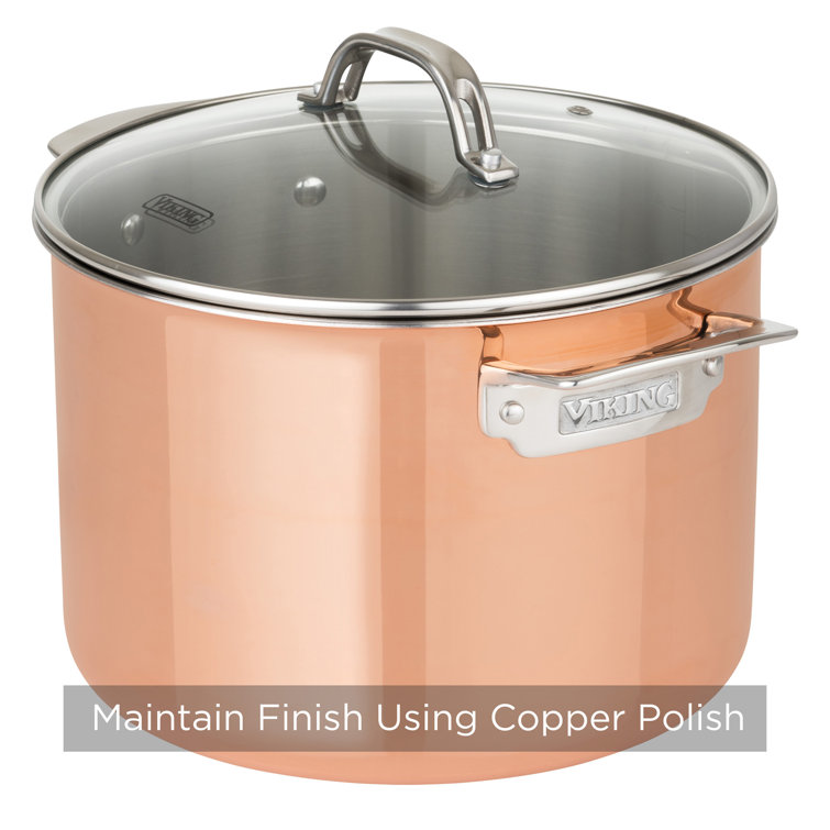 Copper and Stainless Steel 13-Piece Cookware Set with Glass Lids