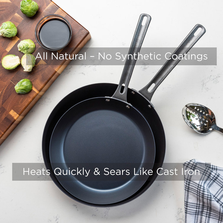 Blue Carbon Steel Nonstick 2-Piece Fry Pan Set