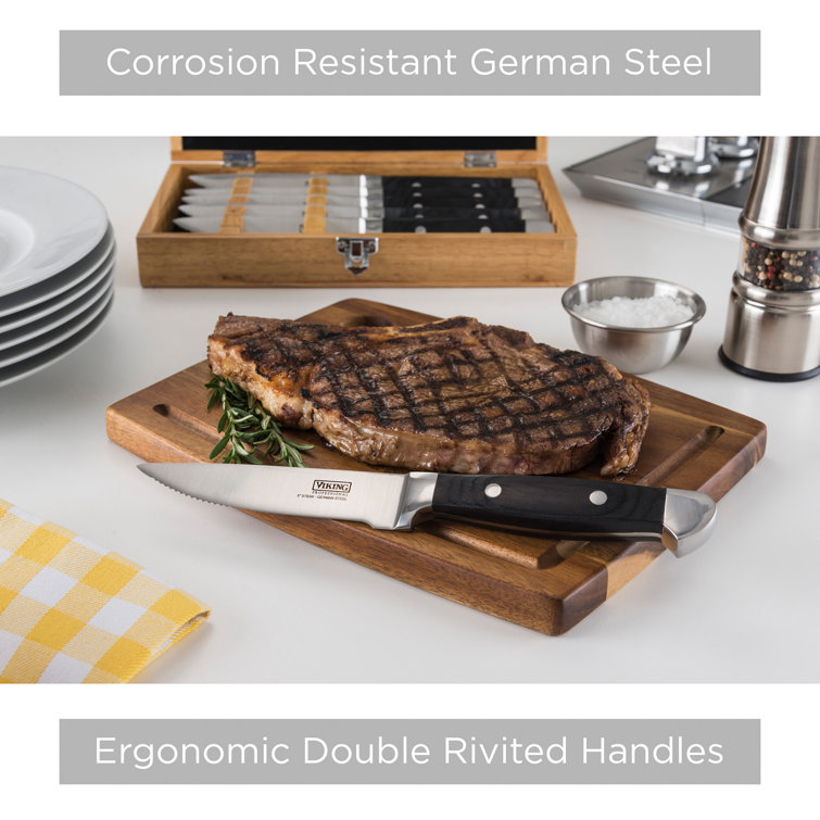 Viking Viking Steakhouse Pakka Wood 6-Piece Steak Knife Set with Wooden Box (Set of 6)