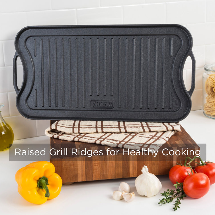 Viking 20-Inch Black Cast Iron Reversible Grill Griddle