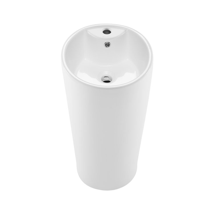 Glossy White Monaco 33.5" Ceramic Pedestal Bathroom Sink