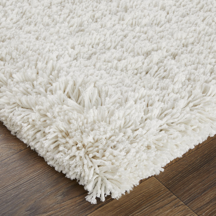 Ivory Hand-Tufted Cotton and Synthetic Shag Rug, 10' x 14'