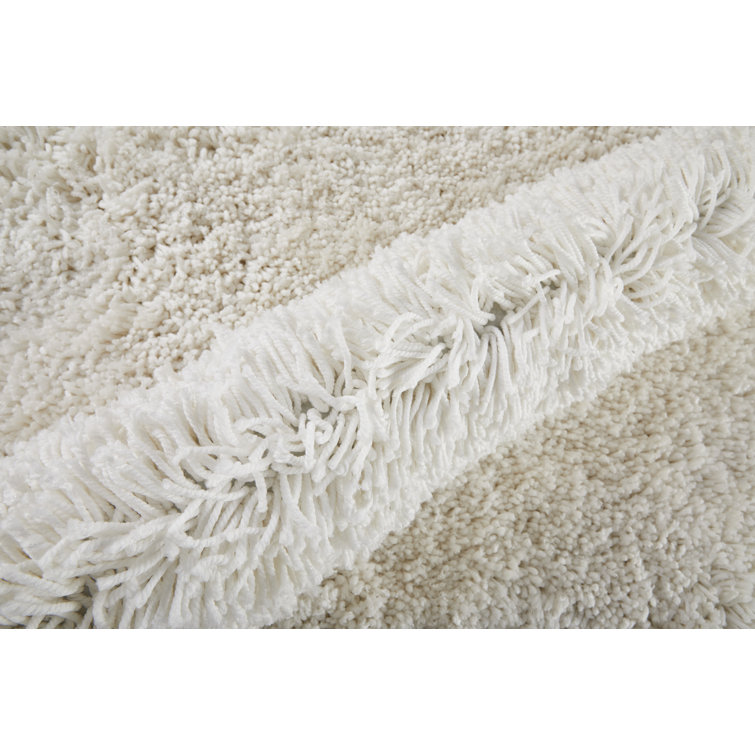 Ivory Hand-Tufted Cotton and Synthetic Shag Rug, 10' x 14'