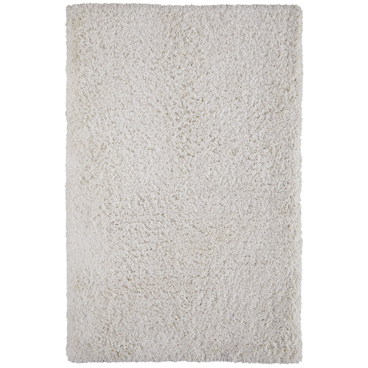 Ivory Hand-Tufted Cotton and Synthetic Shag Rug, 10' x 14'
