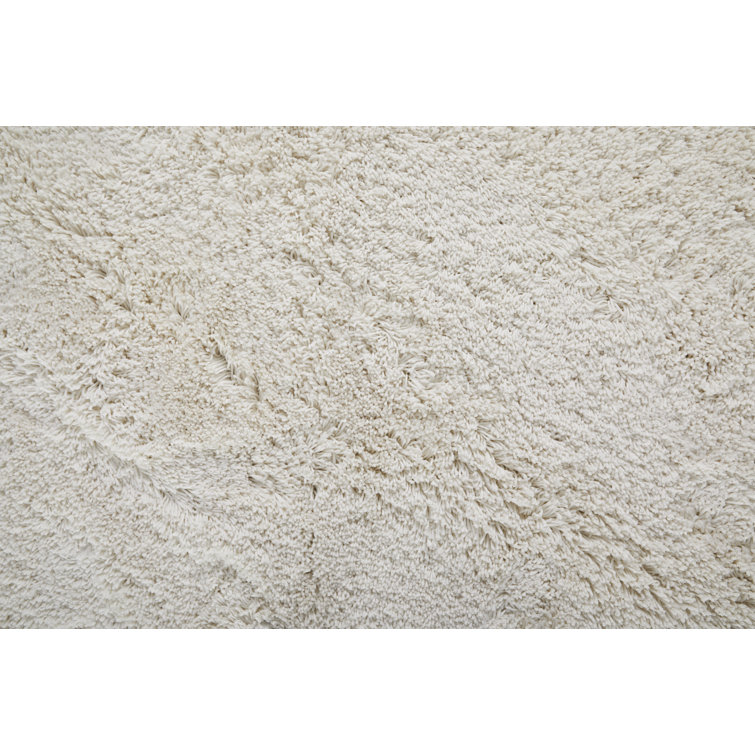 Ivory Hand-Tufted Cotton and Synthetic Shag Rug, 10' x 14'