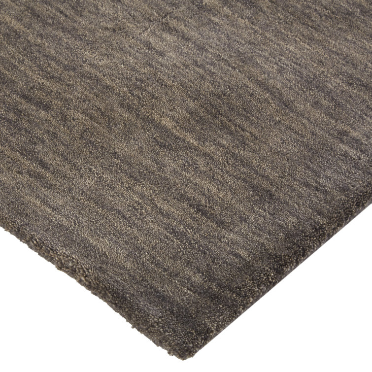 Charcoal Gray Hand-Loomed Wool Runner Rug 2'6" x 8'