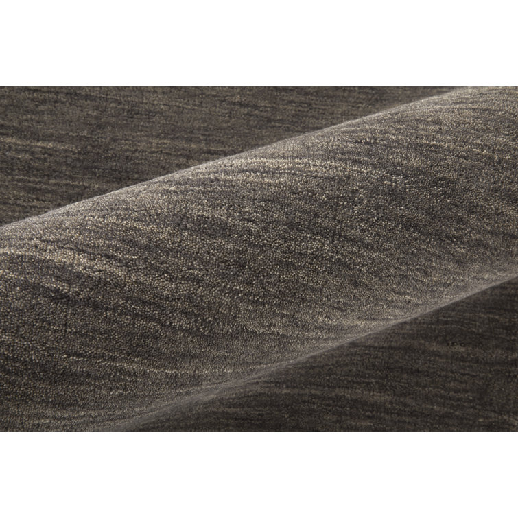 Charcoal Gray Hand-Loomed Wool Runner Rug 2'6" x 8'
