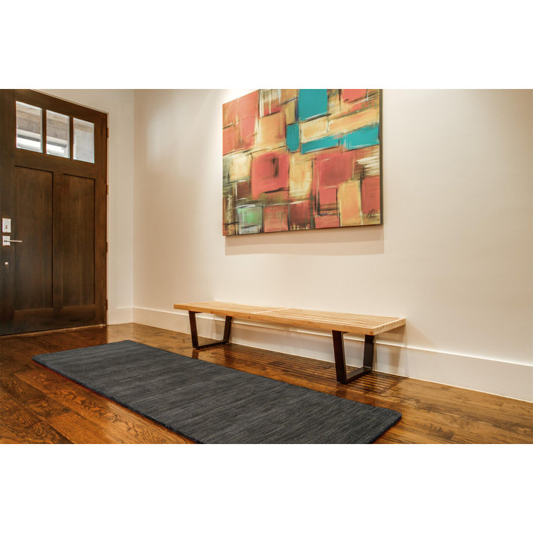 Charcoal Gray Hand-Loomed Wool Runner Rug 2'6" x 8'