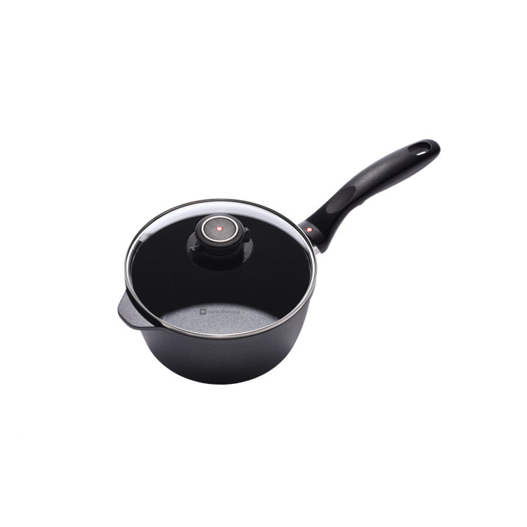 2.2 Quart Non-Stick Black Aluminum Sauce Pan with Lid