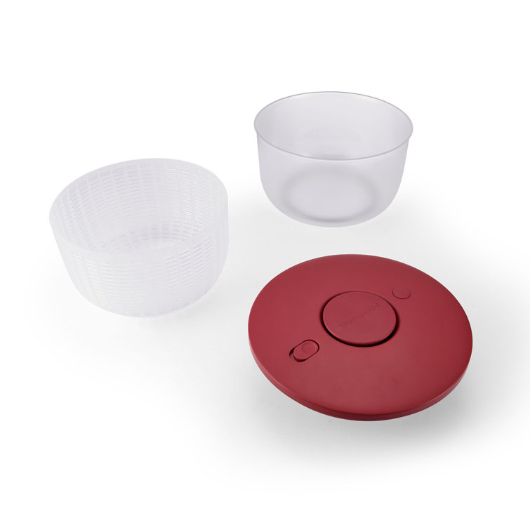 Large Red Plastic Salad Spinner with Pump Mechanism