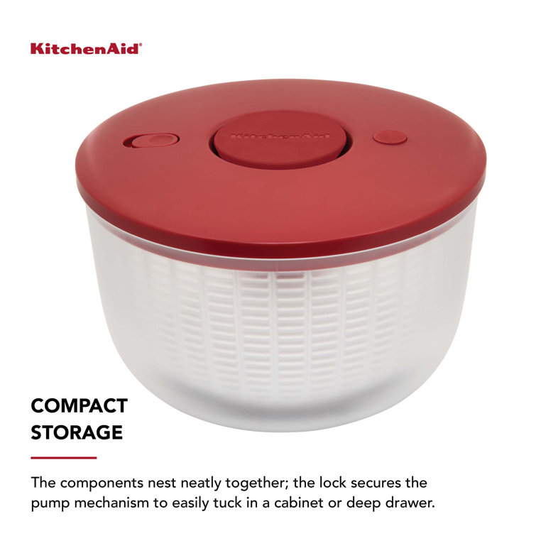 Large Red Plastic Salad Spinner with Pump Mechanism