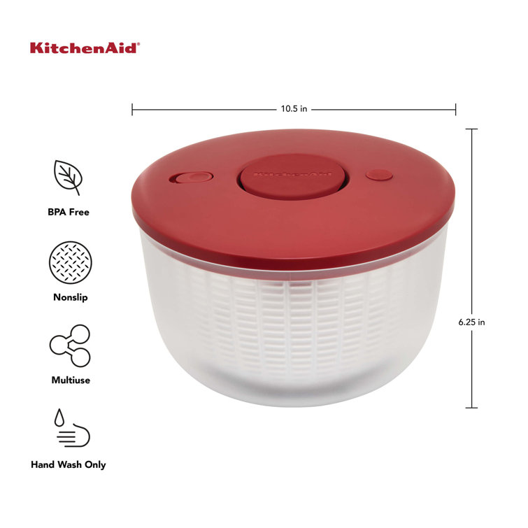 Large Red Plastic Salad Spinner with Pump Mechanism