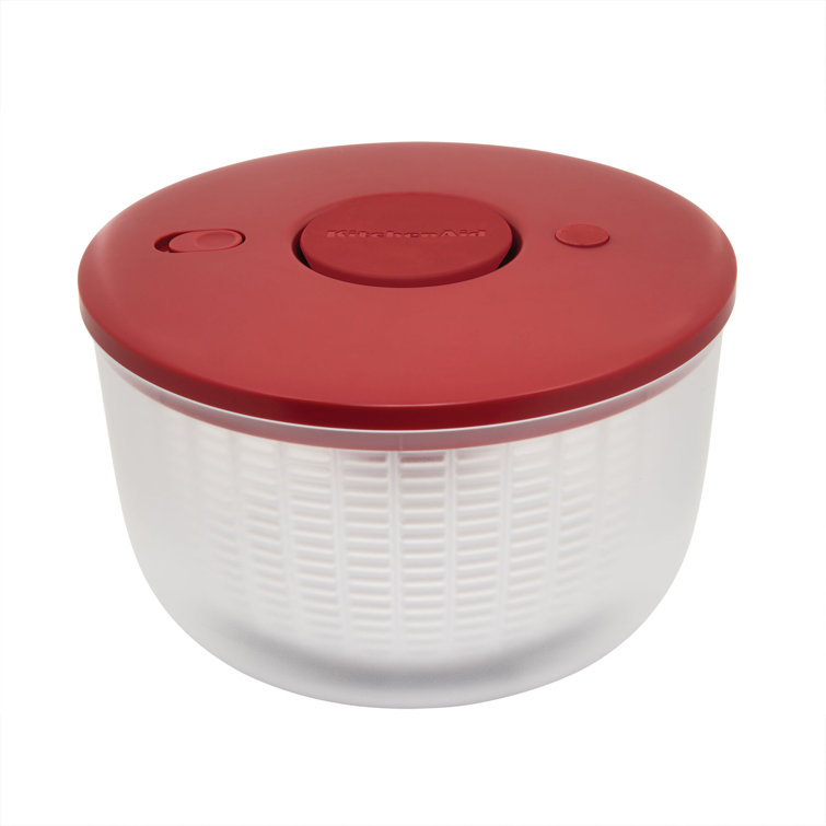 Large Red Plastic Salad Spinner with Pump Mechanism