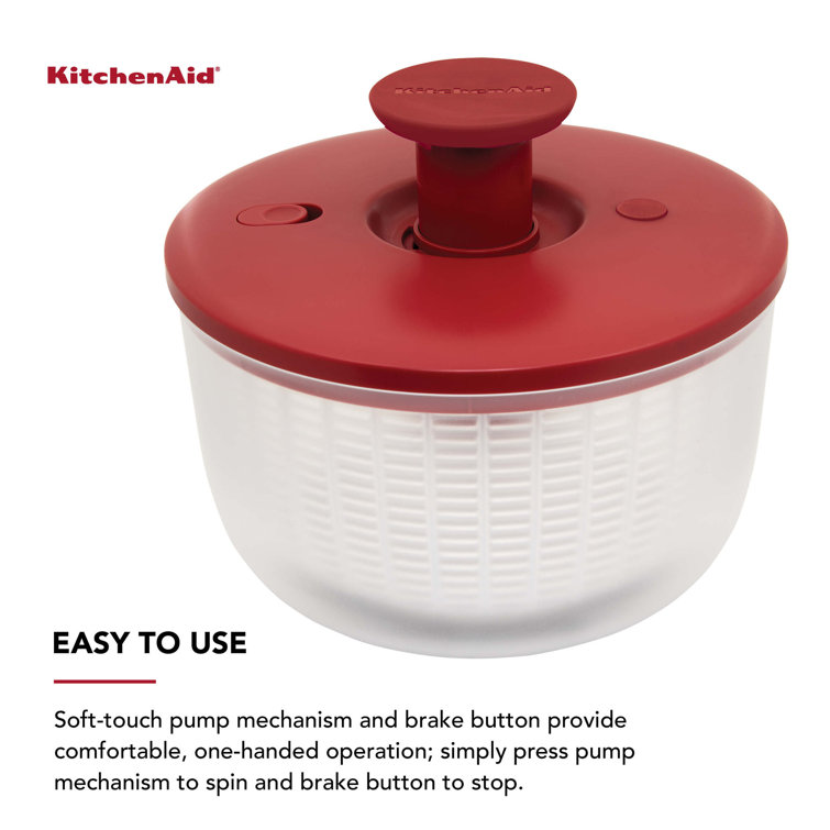 Large Red Plastic Salad Spinner with Pump Mechanism