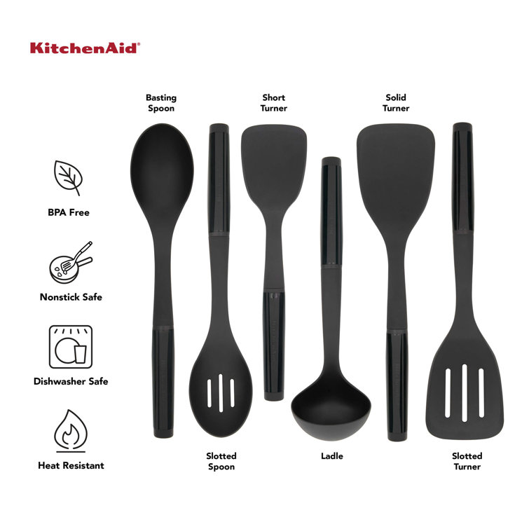 Black Nylon 6-Piece Heat-Resistant Kitchen Tool Set
