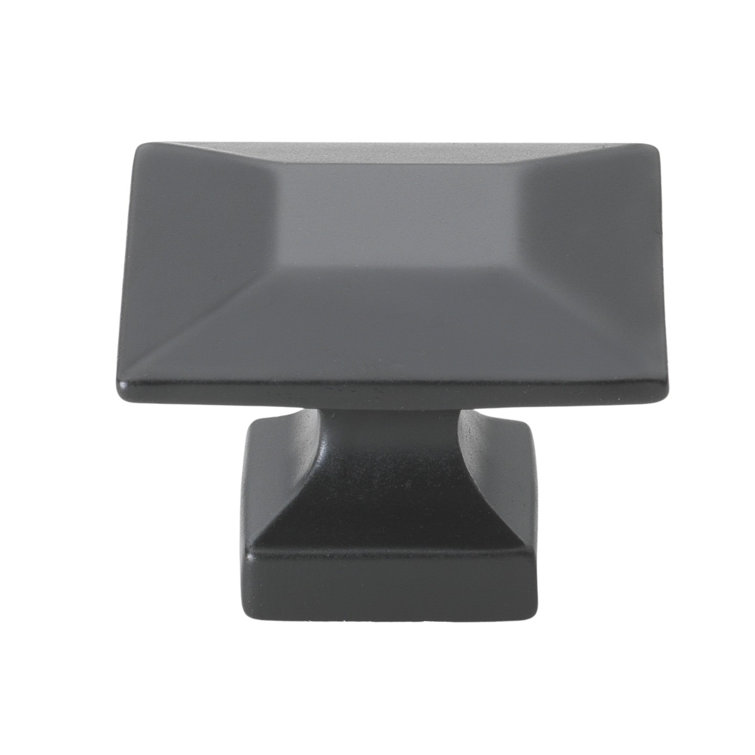 Matte Black Square Cabinet Knob with Mounting Hardware