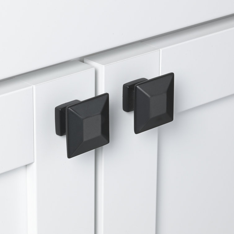 Matte Black Square Cabinet Knob with Mounting Hardware