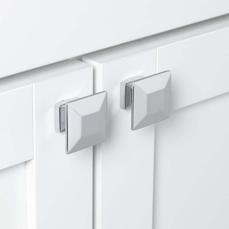 Polished Chrome Square Cabinet Knob with Mounting Hardware