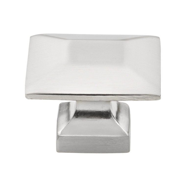 Brushed Nickel Modern Square Cabinet Knob with Mounting Hardware