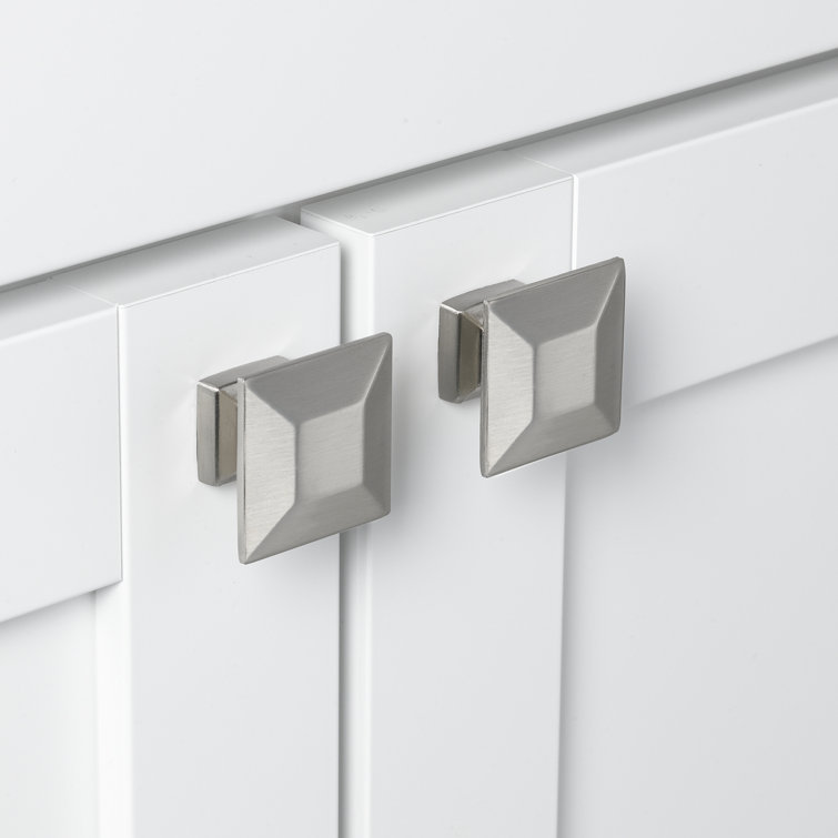 Brushed Nickel Modern Square Cabinet Knob with Mounting Hardware