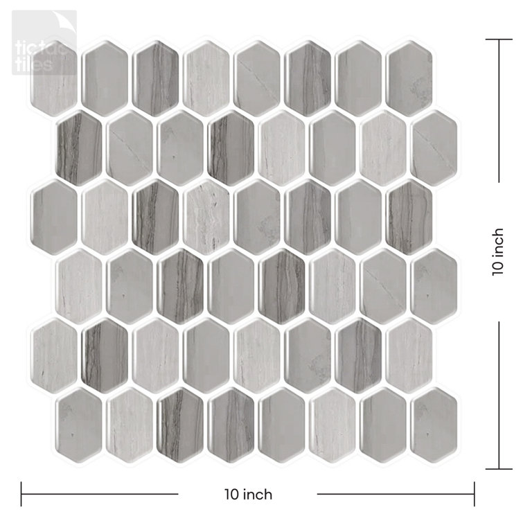 Gray and Brown Hexagonal PVC Peel and Stick Mosaic Tile