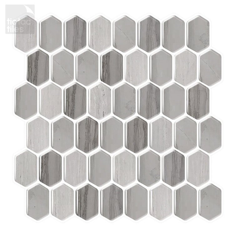 Gray and Brown Hexagonal PVC Peel and Stick Mosaic Tile