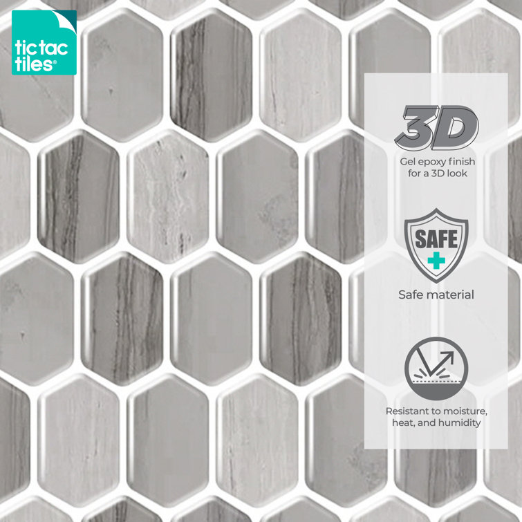 Gray and Brown Hexagonal PVC Peel and Stick Mosaic Tile