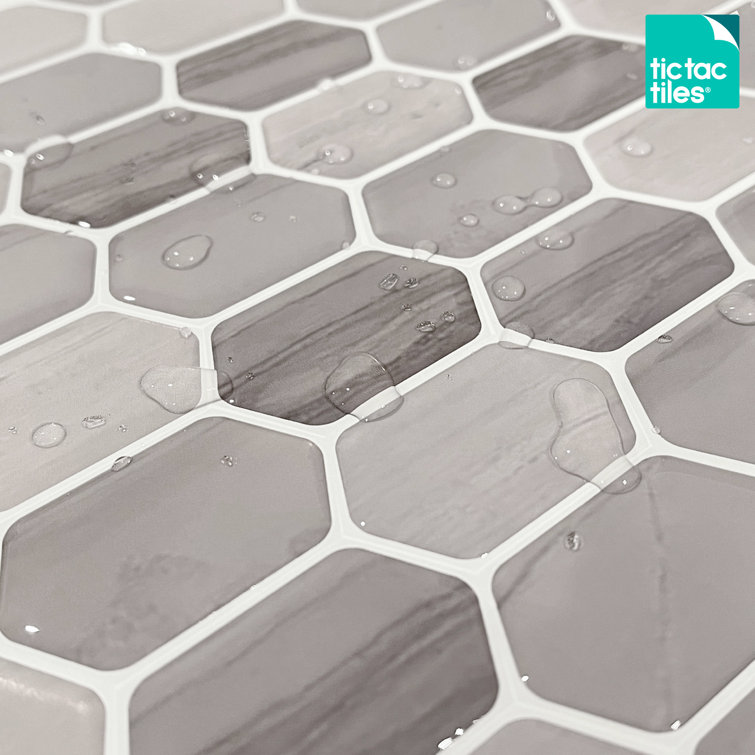 Gray and Brown Hexagonal PVC Peel and Stick Mosaic Tile