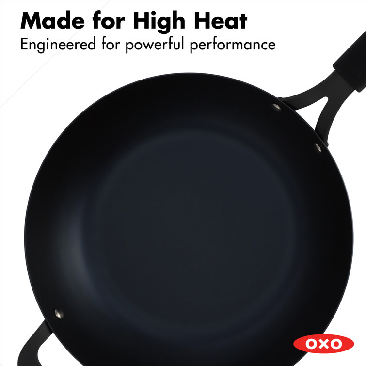 OXO 12" Black Carbon Steel Non-Stick Wok with Silicone Handle