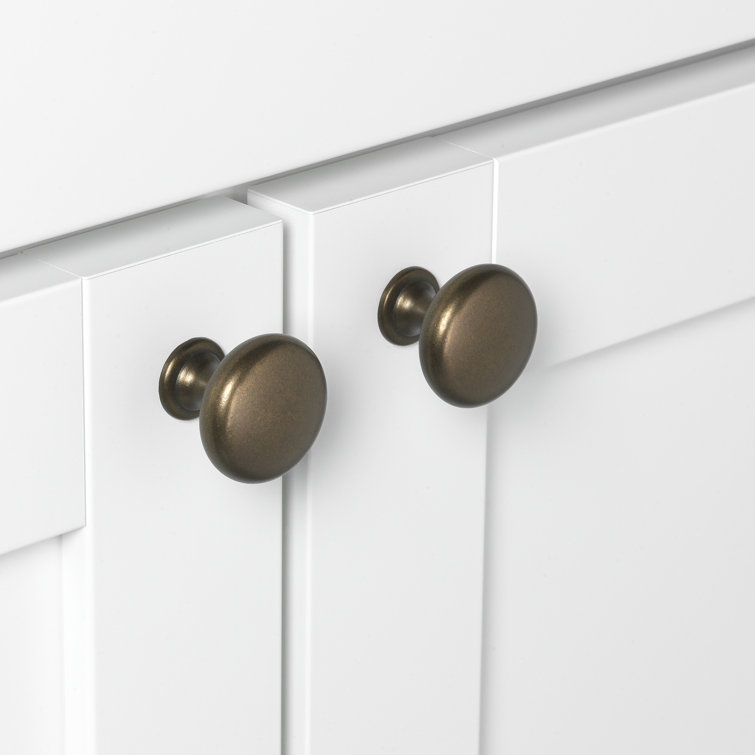 Antique Brass Round Cabinet Knobs with Mounting Hardware