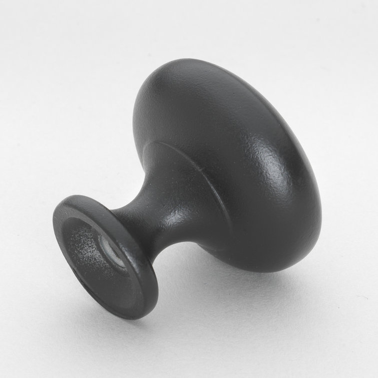 Matte Black Round Mushroom Knob with Weathered Nickel Finish