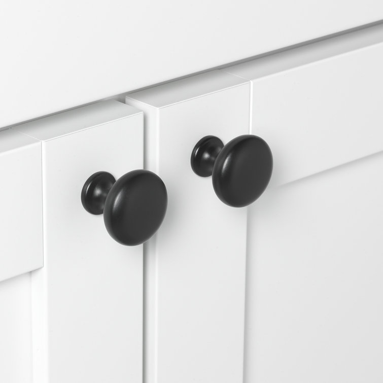 Matte Black Round Mushroom Knob with Weathered Nickel Finish