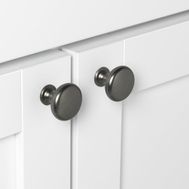 Classic Satin Pewter Round Cabinet Knob with Mounting Hardware