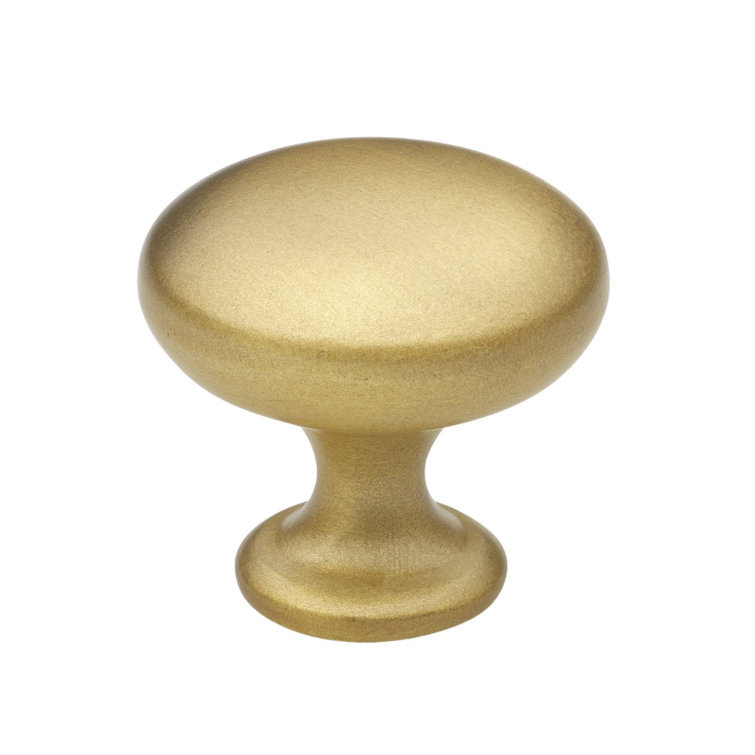 Satin Gold Round Brushed Cabinet Knob with Mounting Hardware