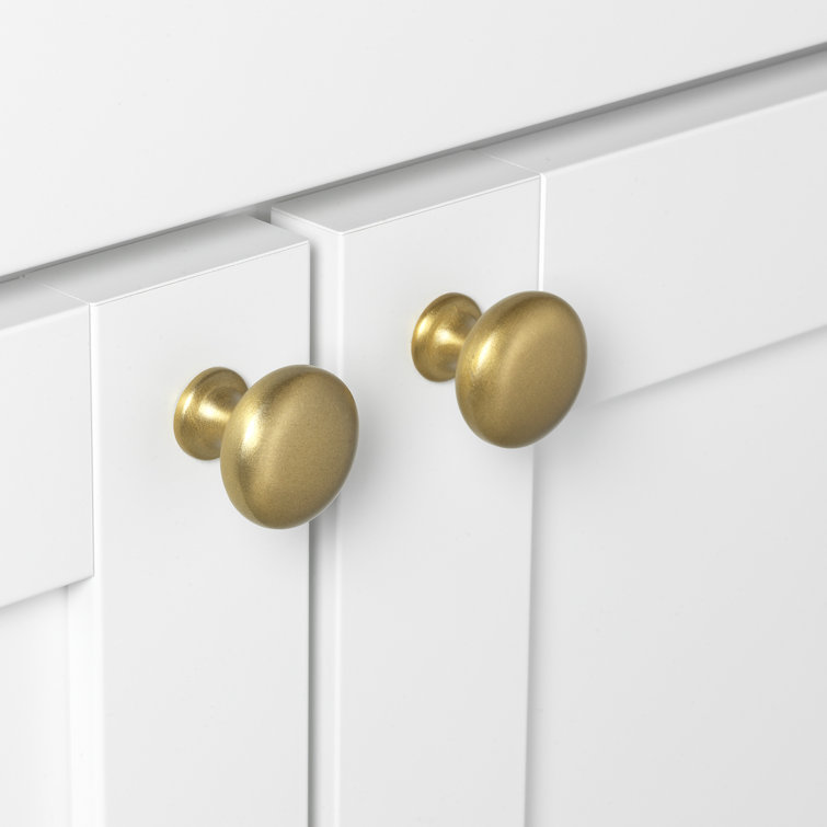 Satin Gold Round Mushroom Knob with Mounting Hardware