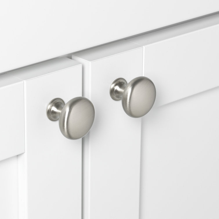 Brushed Nickel Round Cabinet Knob with Mounting Hardware
